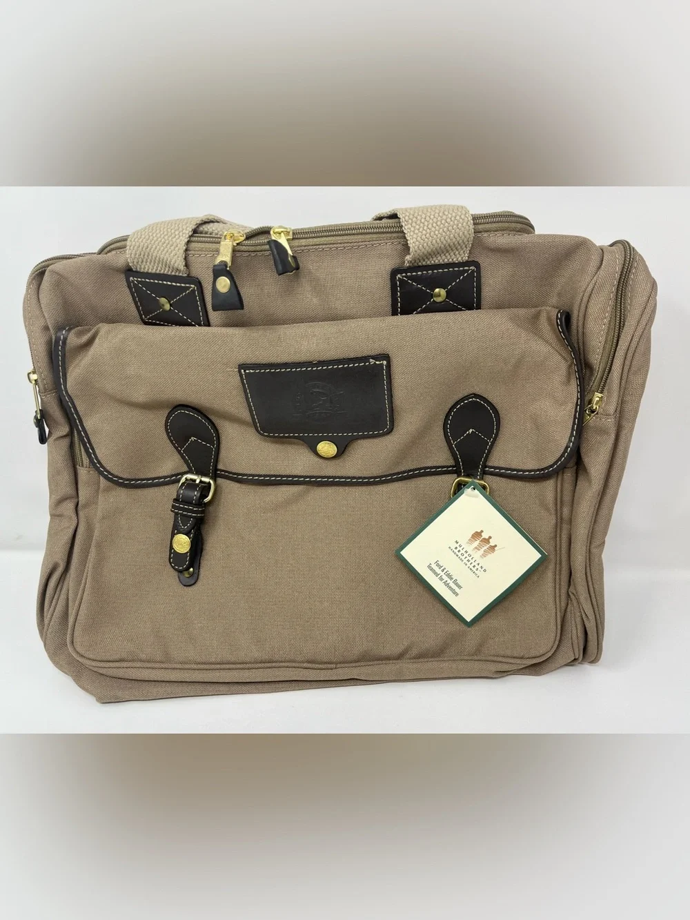 EDDIE BAUER FORD Canvas Leather Carry-On Duffel Shoulder Bag Made In USA NEW